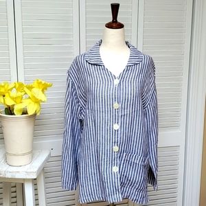 Vintage David Dart Collection Pinstripe Linen Button Down Shirt Size S